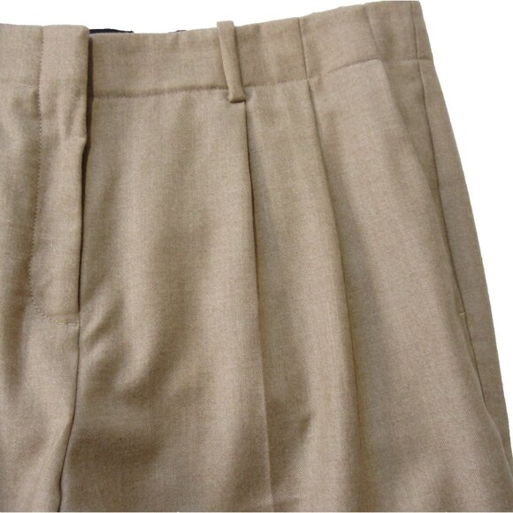 NWT THEORY Straconi in Light Camel Melange Pleated Sleek Flannel Wool Pants 8 - Picture 5 of 7